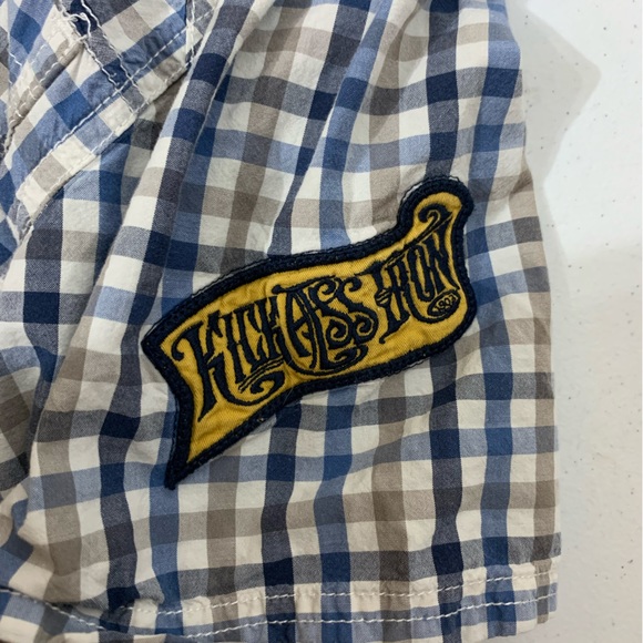 Harley Davidson Button Up Plaid Pearl Snaps Y2K Short Sleeve - XL - Picture 7 of 7